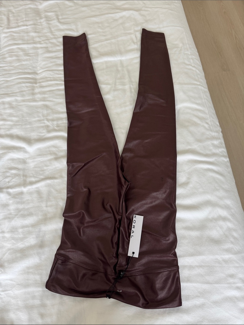 Koral High-Shine Faux Leather Leggings in Burgundy